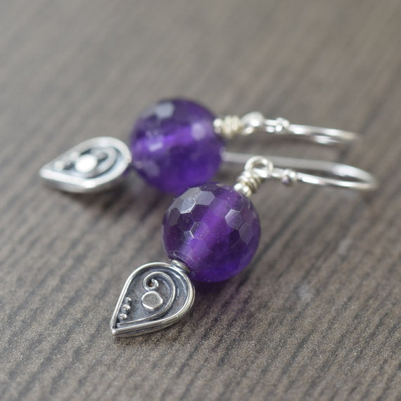 February Amethyst birthstone earrings