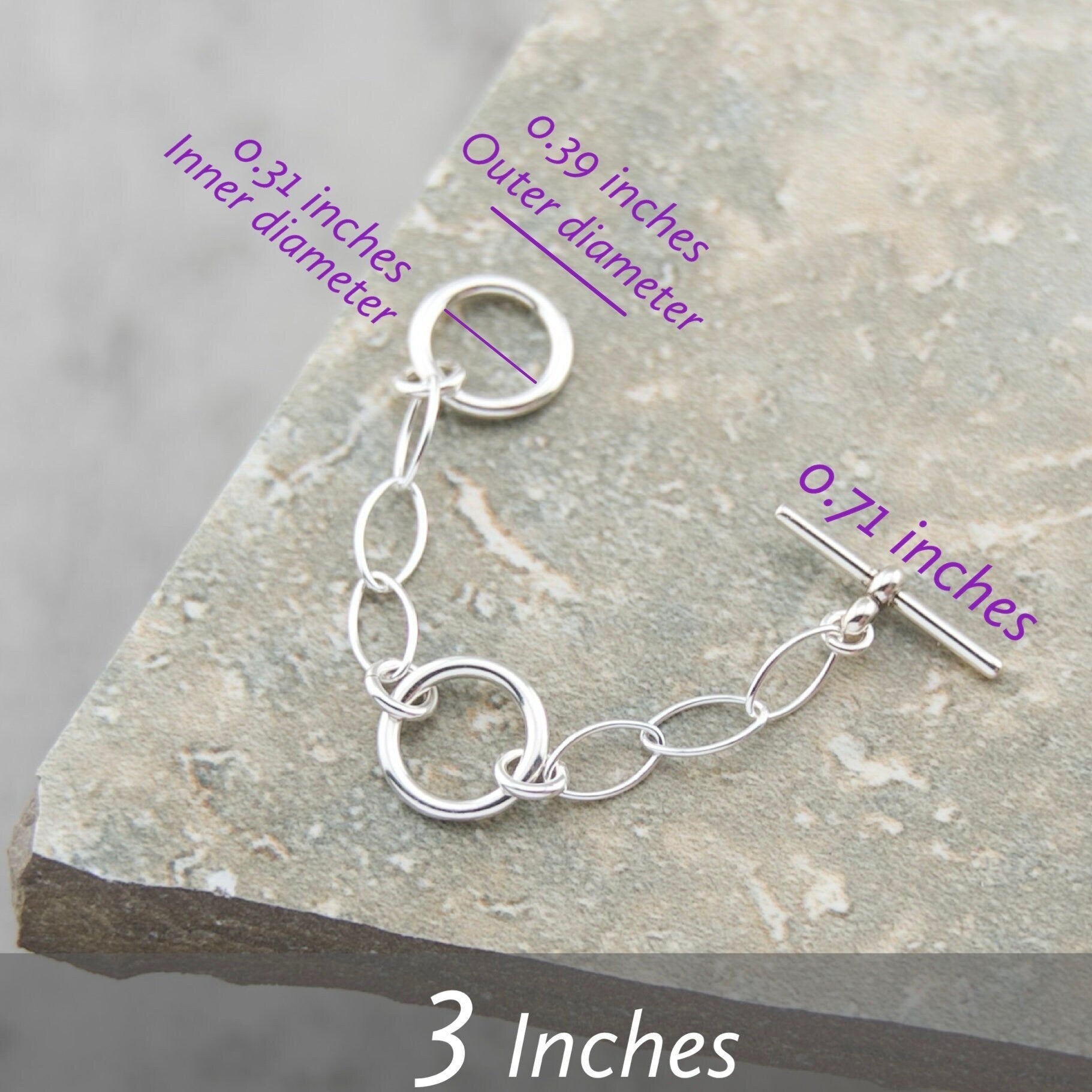 3 inches, double toggle clasp extender sterling silver necklace extension