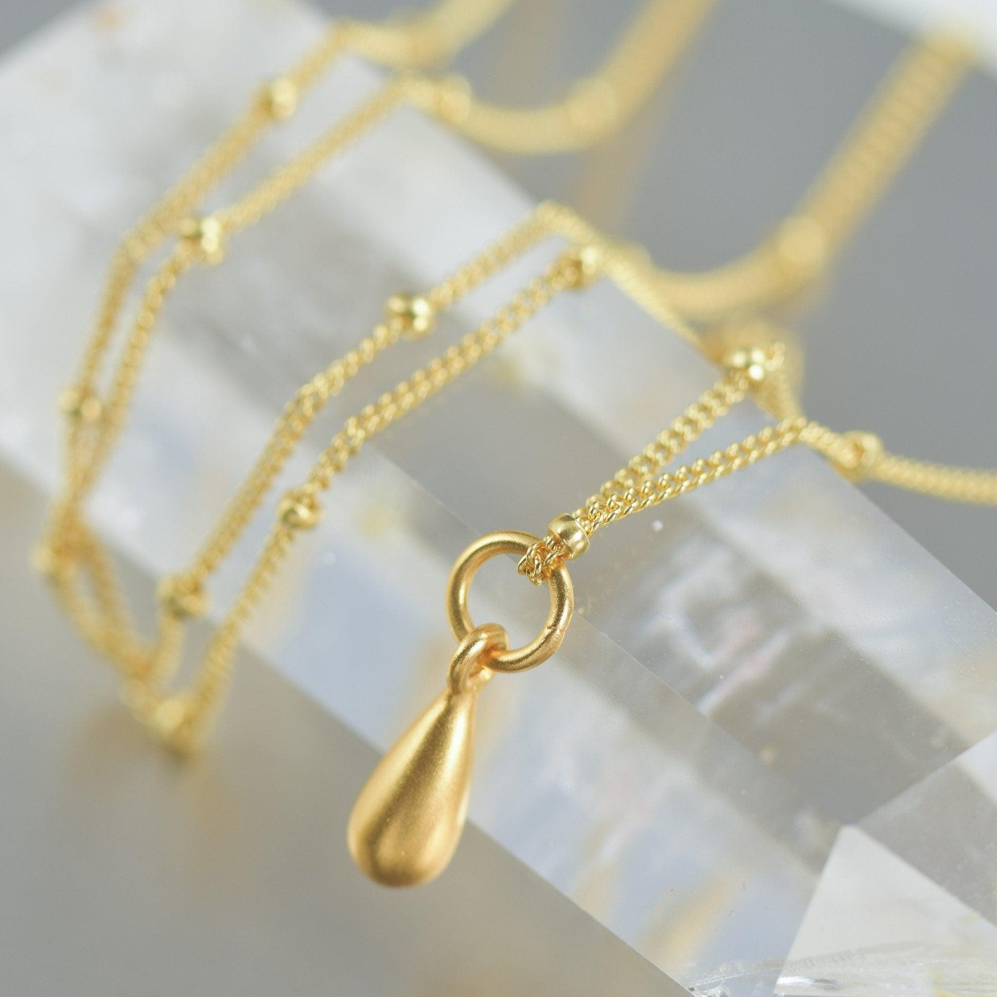 14K Gold vermeil teardrop necklace and / or earrings set, sold together or individually