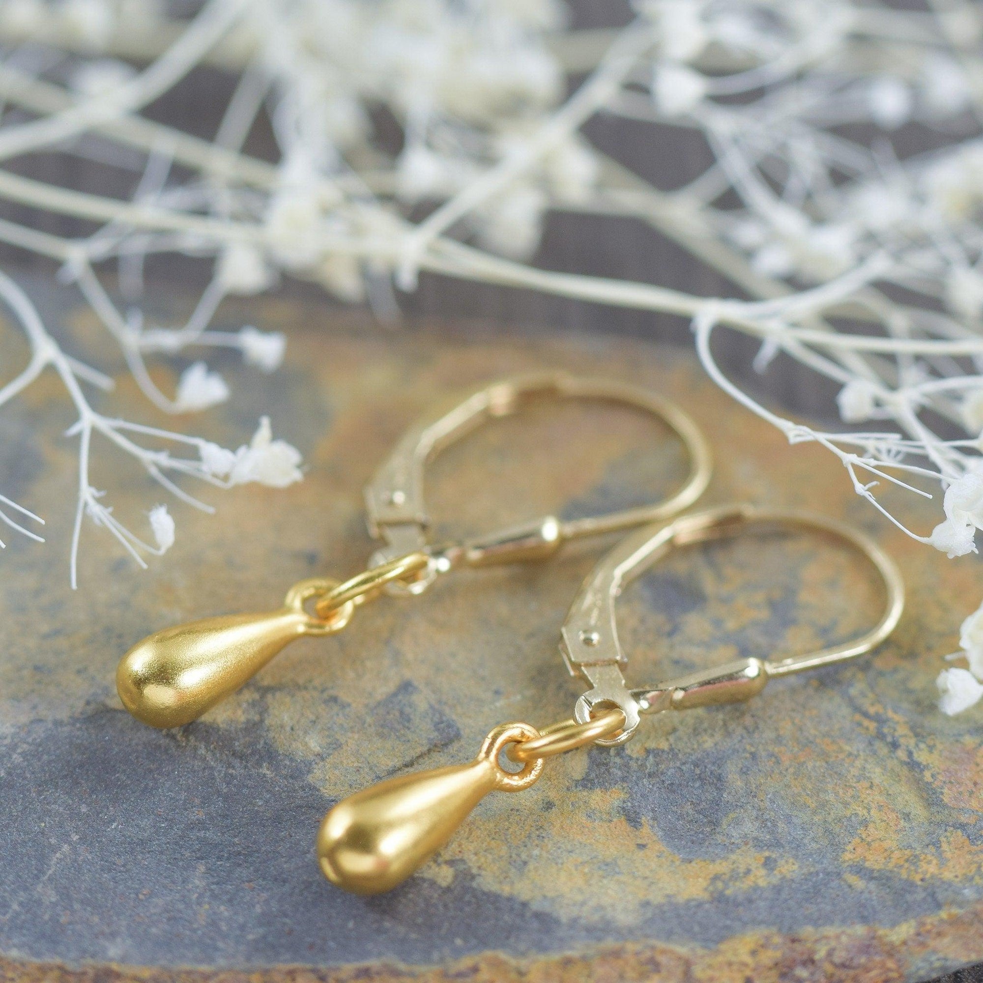 14K Gold vermeil teardrop necklace and / or earrings set, sold together or individually