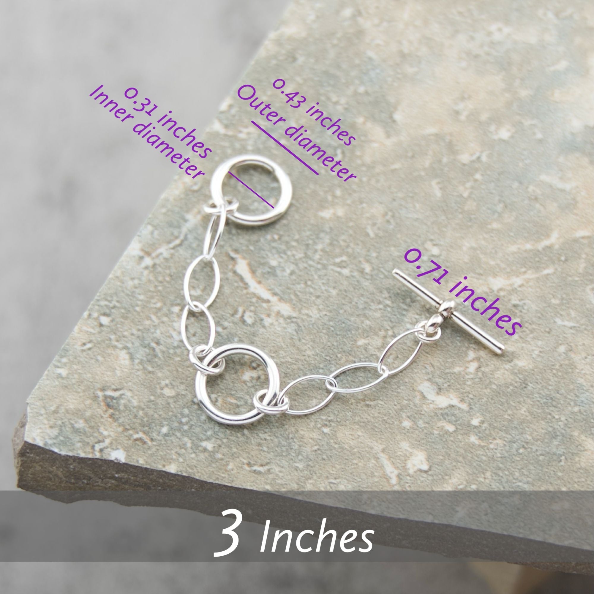 3 inches, double toggle clasp extender sterling silver necklace extension