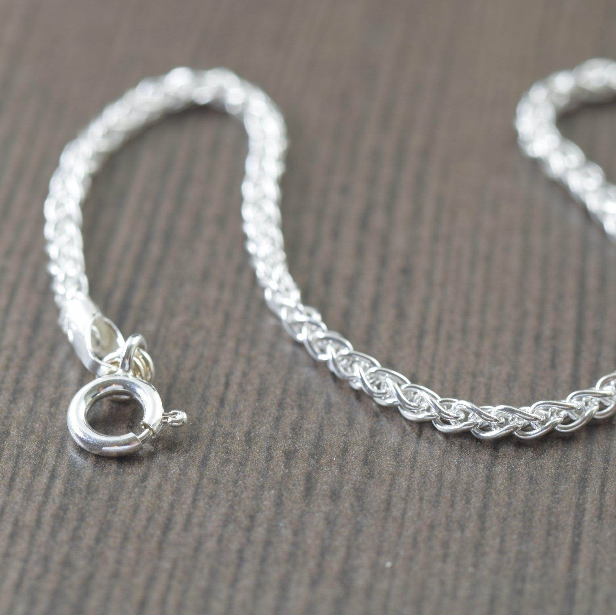 .925 Sterling Silver Wheat chain bracelet, unisex Italian chain. 7 or 8 inch length