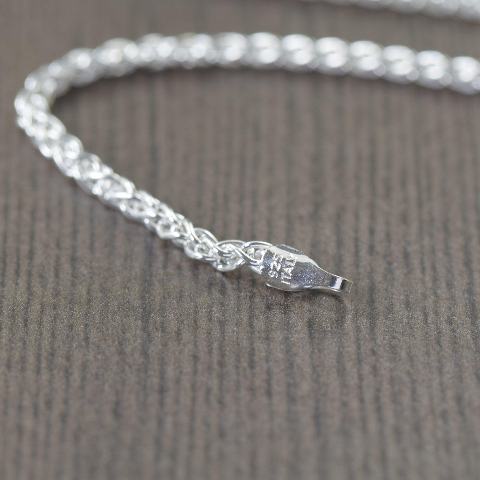 .925 Sterling Silver Wheat chain bracelet, unisex Italian chain. 7 or 8 inch length