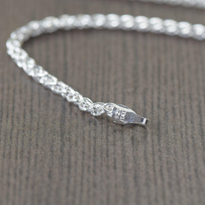 .925 Sterling Silver Wheat chain bracelet, unisex Italian chain. 7 or 8 inch length