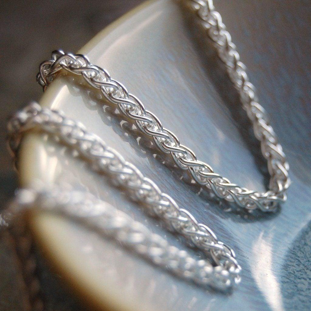 .925 Sterling Silver Wheat chain bracelet, unisex Italian chain. 7 or 8 inch length