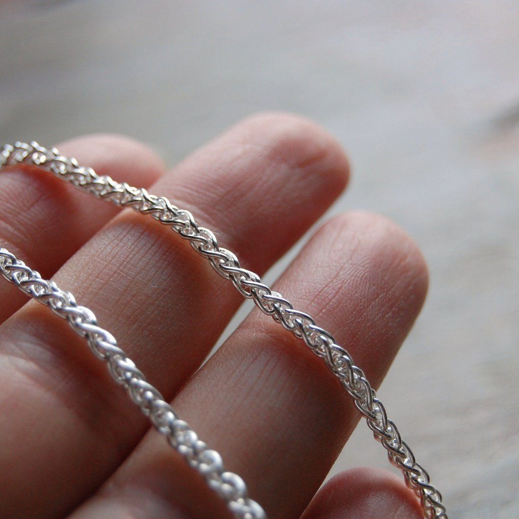 .925 Sterling Silver Wheat chain bracelet, unisex Italian chain. 7 or 8 inch length