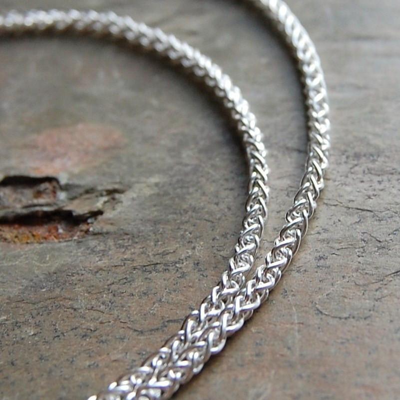 .925 Sterling Silver Wheat chain bracelet, unisex Italian chain. 7 or 8 inch length