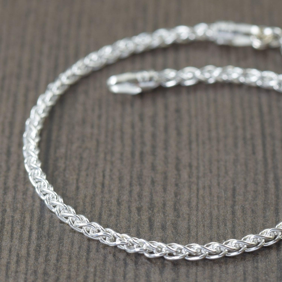 .925 Sterling Silver Wheat chain bracelet, unisex Italian chain. 7 or 8 inch length