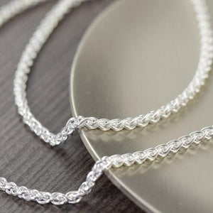 925 Sterling Silver Wheat chain, unisex sterling silver chain, 2mm thick chain, 7 inch, 8 inch, 16 inch, 20 inch and 30 inch