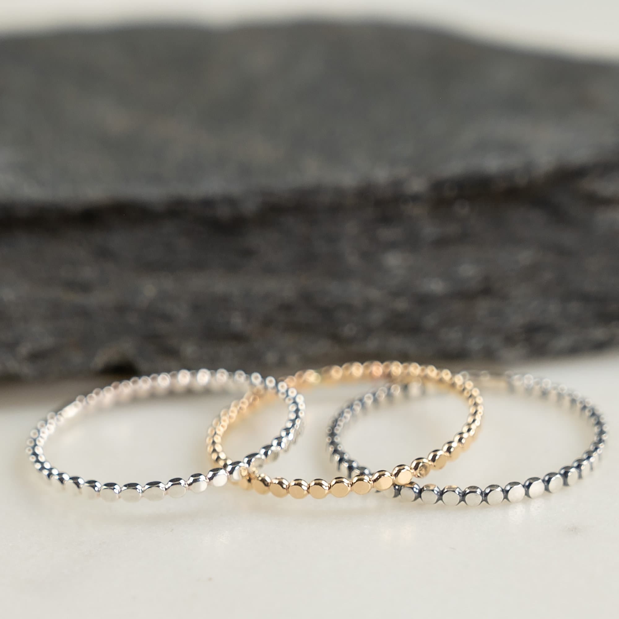 Beaded wire stacking ring, pick 1. Gold filled or sterling silver