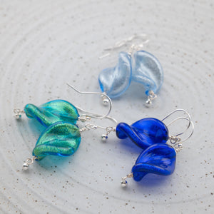 Blue Murano glass Twist design dangle earrings, gifts for her, 3 Colors, Pick One