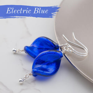 Blue Murano glass Twist design dangle earrings, gifts for her, 3 Colors, Pick One