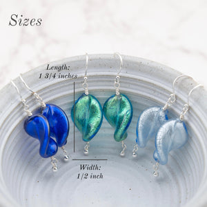 Blue Murano glass Twist design dangle earrings, gifts for her, 3 Colors, Pick One