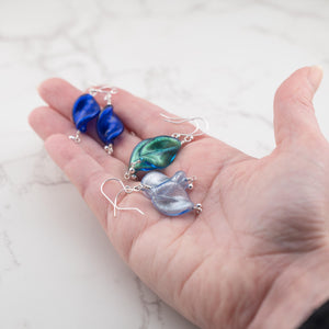 Blue Murano glass Twist design dangle earrings, gifts for her, 3 Colors, Pick One
