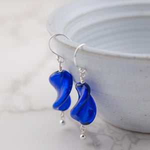 Blue Murano glass Twist design dangle earrings, gifts for her, 3 Colors, Pick One