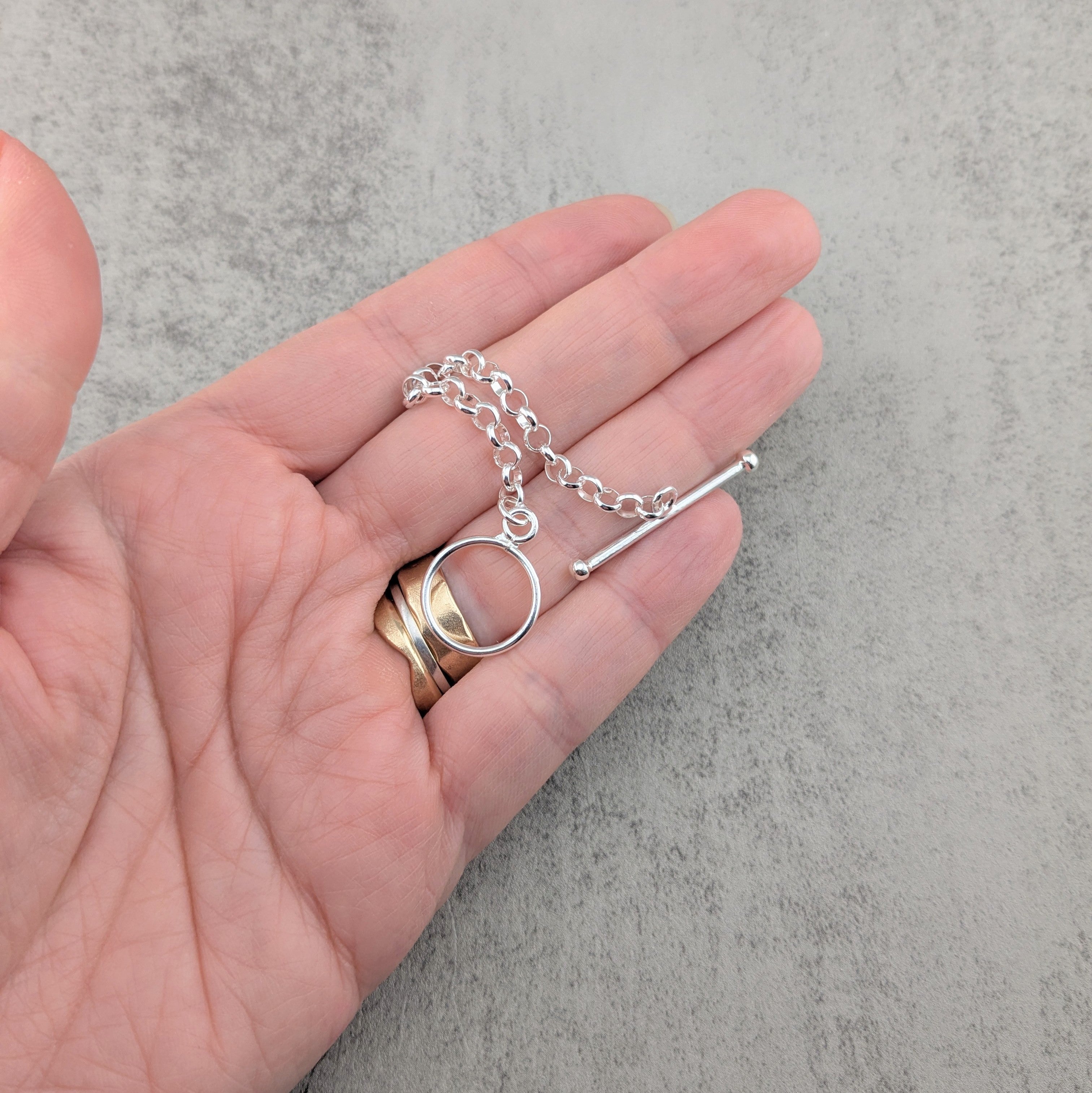 Custom Toggle Clasp Extender. 4 inches, sterling silver