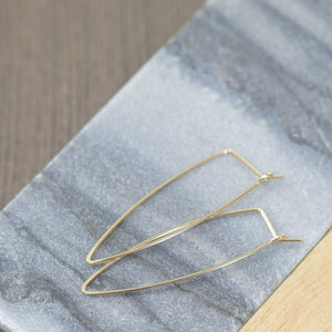 Funky, gold filled or silver oblong hoop earrings