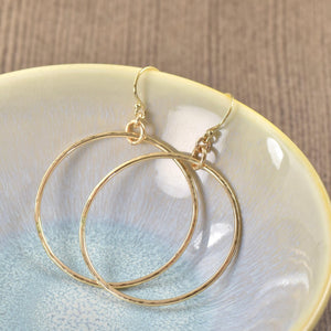 Gold filled hoops with hammered texture, gifts for her