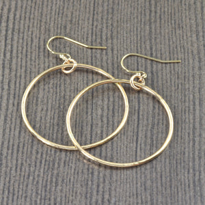 Gold filled hoops with hammered texture, gifts for her