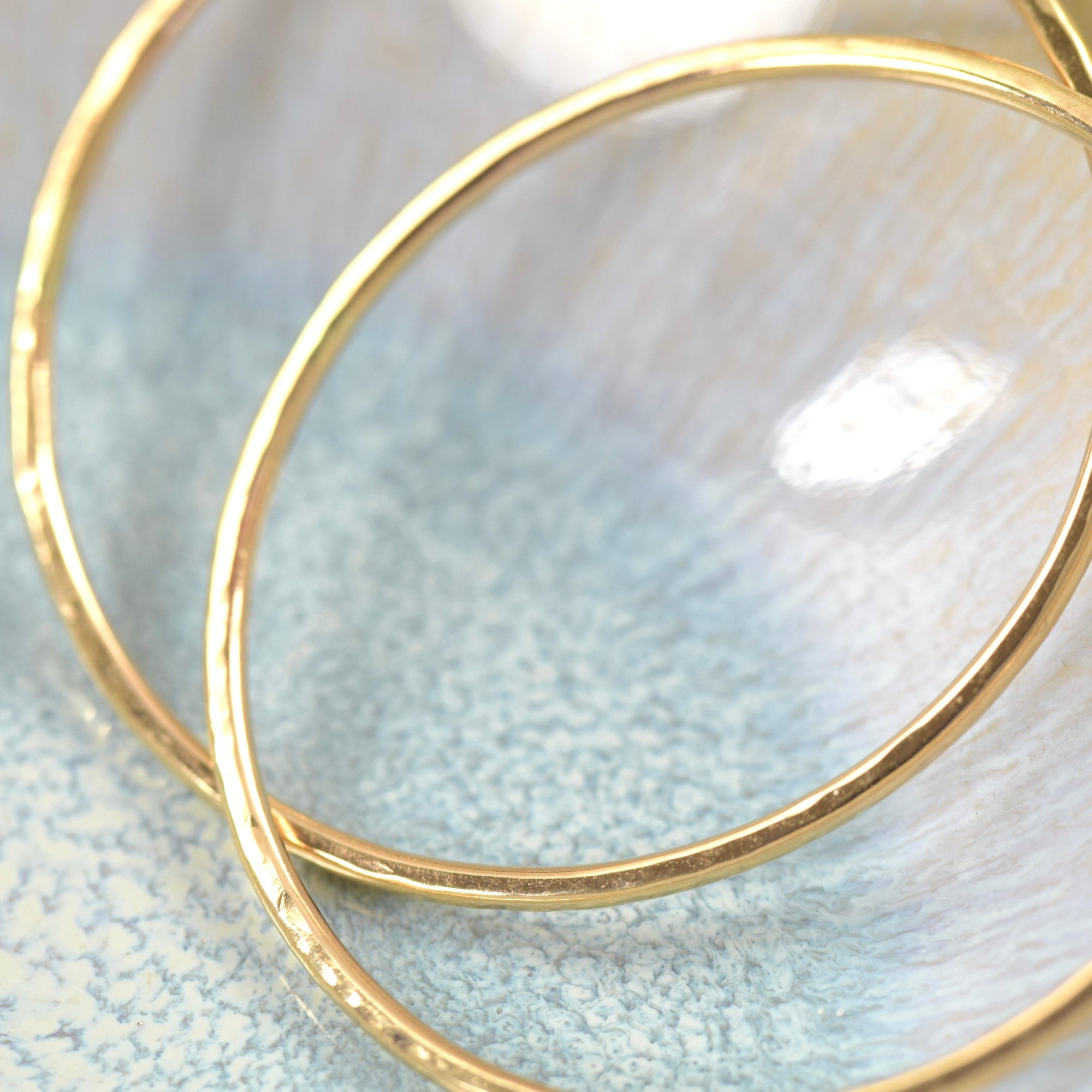 Gold filled or Sterling silver hammered textured Hoops