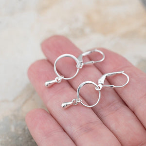 Hoop and teardrop sterling silver earrings