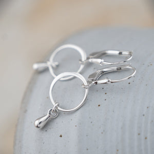 Hoop and teardrop sterling silver earrings