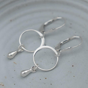 Hoop and teardrop sterling silver earrings