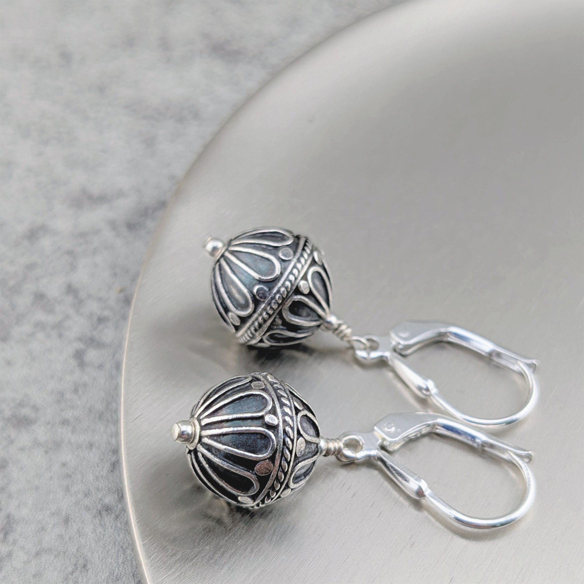 Hot Air balloon earrings, Sterling silver