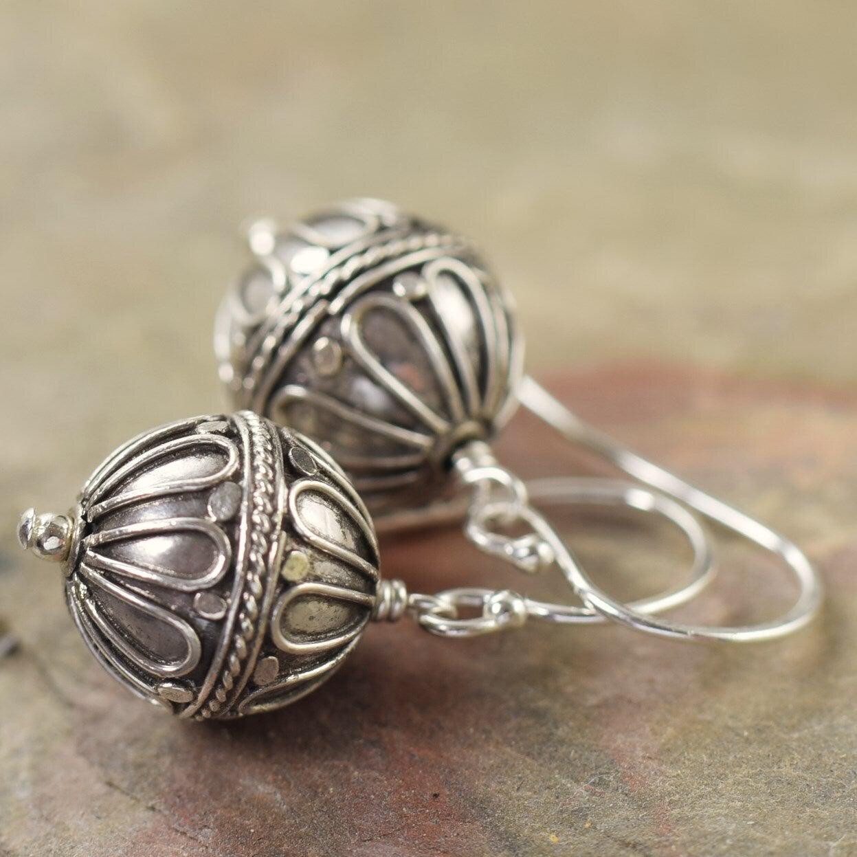 Hot Air balloon earrings, Sterling silver