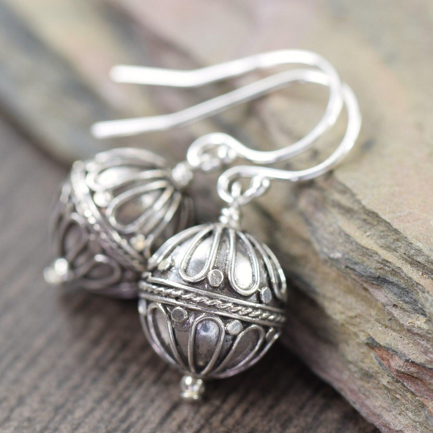 Hot Air balloon earrings, Sterling silver