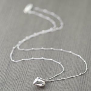 I Love You, Sterling Silver heart necklace on satellite chain