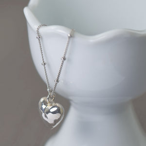 I Love You, Sterling Silver heart necklace on satellite chain