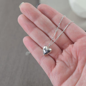 I Love You, Sterling Silver heart necklace on satellite chain