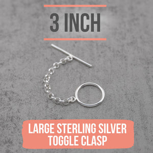 Large Sterling silver toggle clasp extender necklace extension 2, 3, 4, & 5 inch options