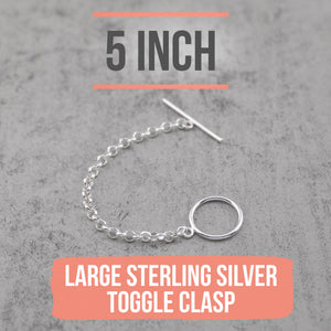 Large Sterling silver toggle clasp extender necklace extension 2, 3, 4, & 5 inch options