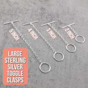 Large Sterling silver toggle clasp extender necklace extension 2, 3, 4, & 5 inch options