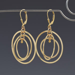 Large gold filled triple hoop earrings