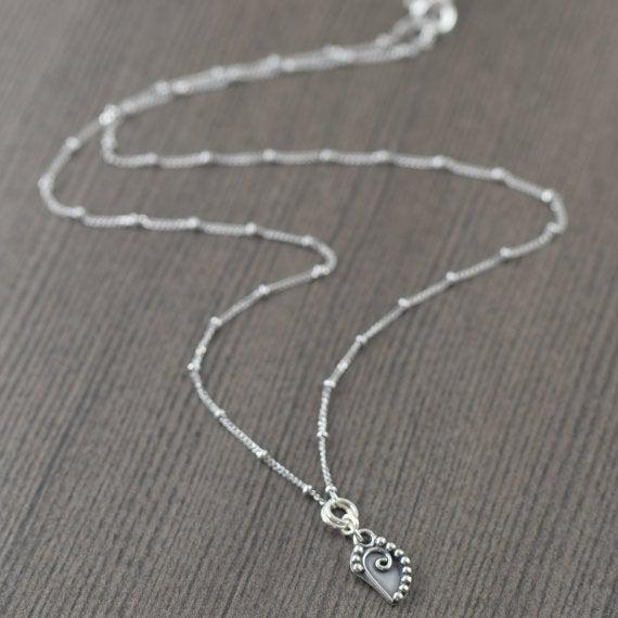 Leaf pendant on sterling silver satellite chain, bali inspired botanical gardening jewelry gift