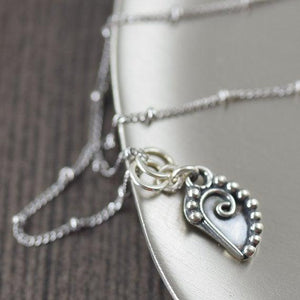 Leaf pendant on sterling silver satellite chain, bali inspired botanical gardening jewelry gift