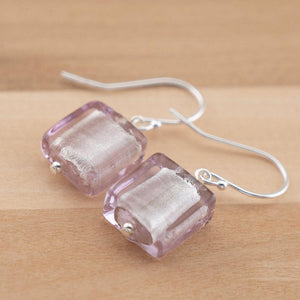 Light Lilac Murano glass earrings on sterling silver earwires, gifts for her