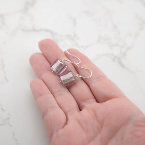 Light Lilac Murano glass earrings on sterling silver earwires, gifts for her