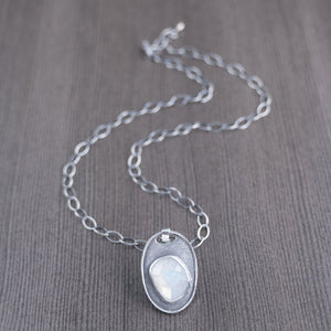 One of a kind, Moonstone sterling silver hand fabricated pendant necklace