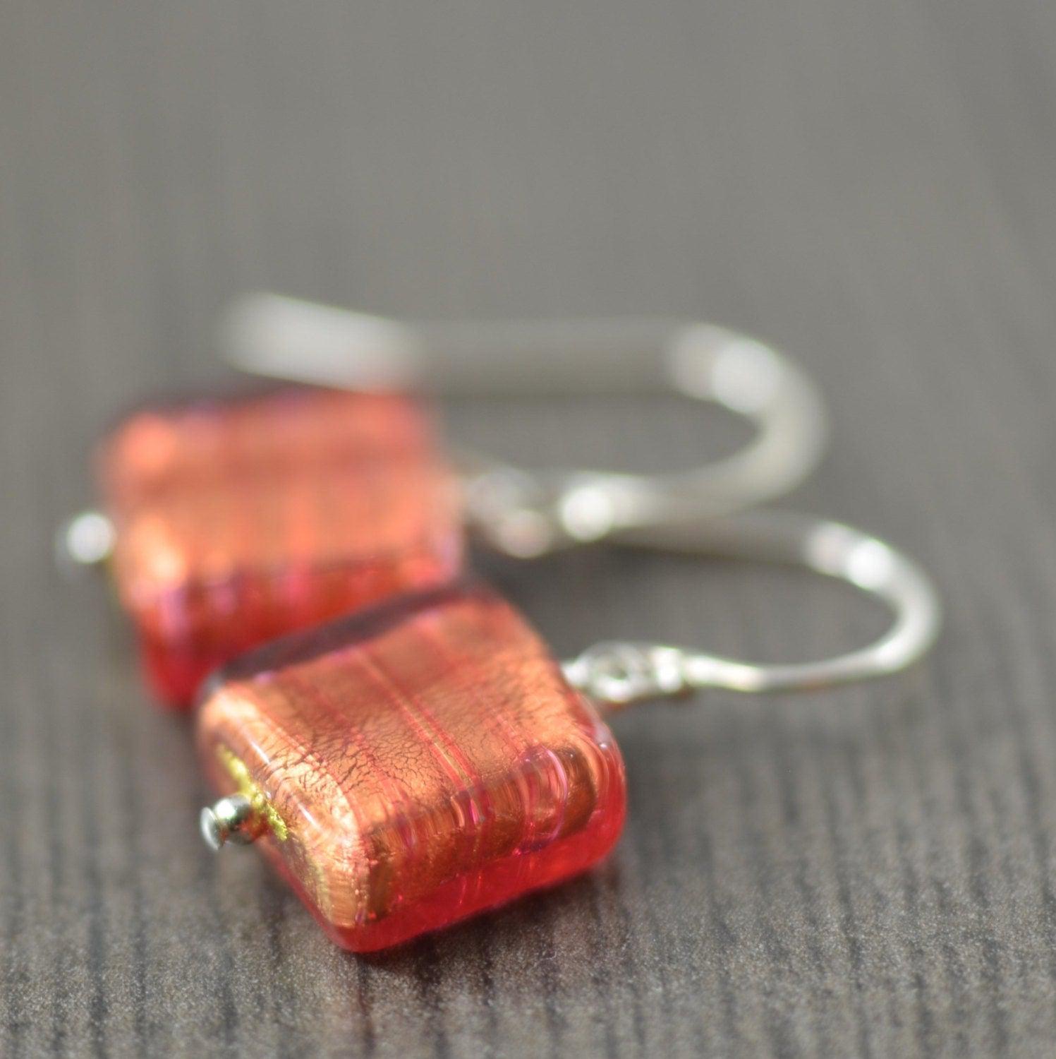 Orange Murano glass earrings