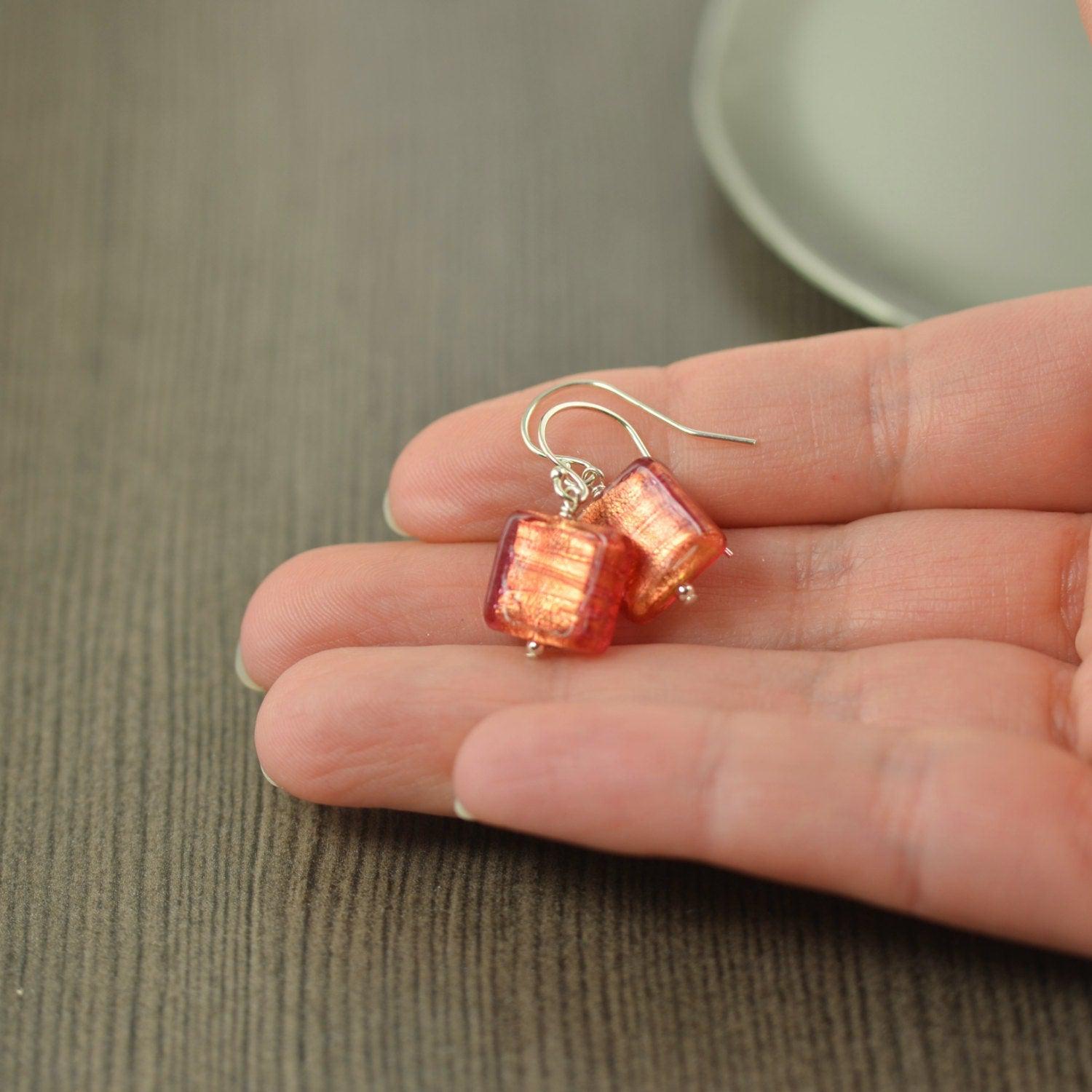 Orange Murano glass earrings