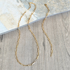 PaperClip chain link necklace or bracelet, 7-30 inches, Gold filled OR Sterling Silver