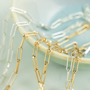 PaperClip chain link necklace or bracelet, 7-30 inches, Gold filled OR Sterling Silver