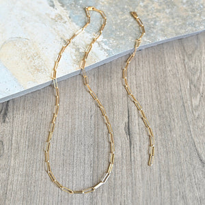 PaperClip chain link necklace or bracelet, 7-30 inches, Gold filled OR Sterling Silver