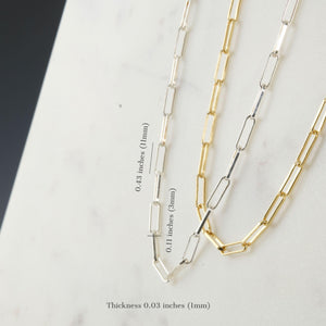 PaperClip chain link necklace or bracelet, 7-30 inches, Gold filled OR Sterling Silver