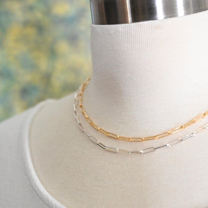PaperClip chain link necklace or bracelet, 7-30 inches, Gold filled OR Sterling Silver