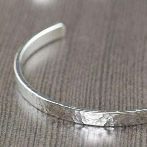 Ready To ship, Unisex Sterling men or women silver cuff bracelet Hammered finish bracelet, Size Large